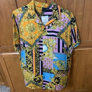 ASOS silk Versace style baroque NWT button-up